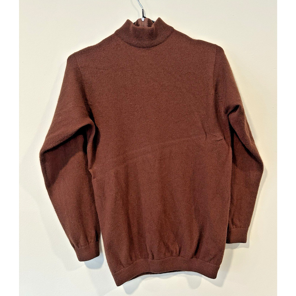 Vintage Snow Lotus Mock Neck Sweater back Zipper 100% Cashmere size 36/ 6 2612